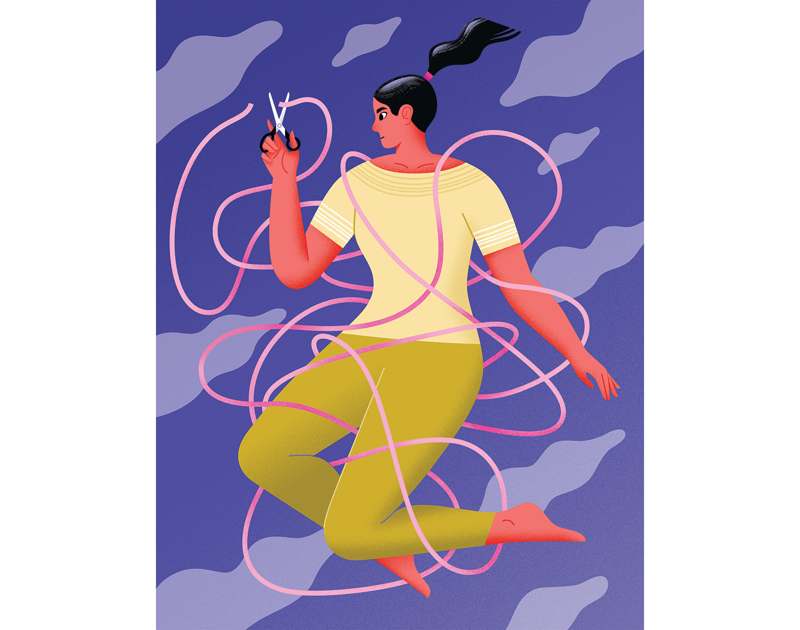Illustration for Bust magazine about a woman choosing to be childfree