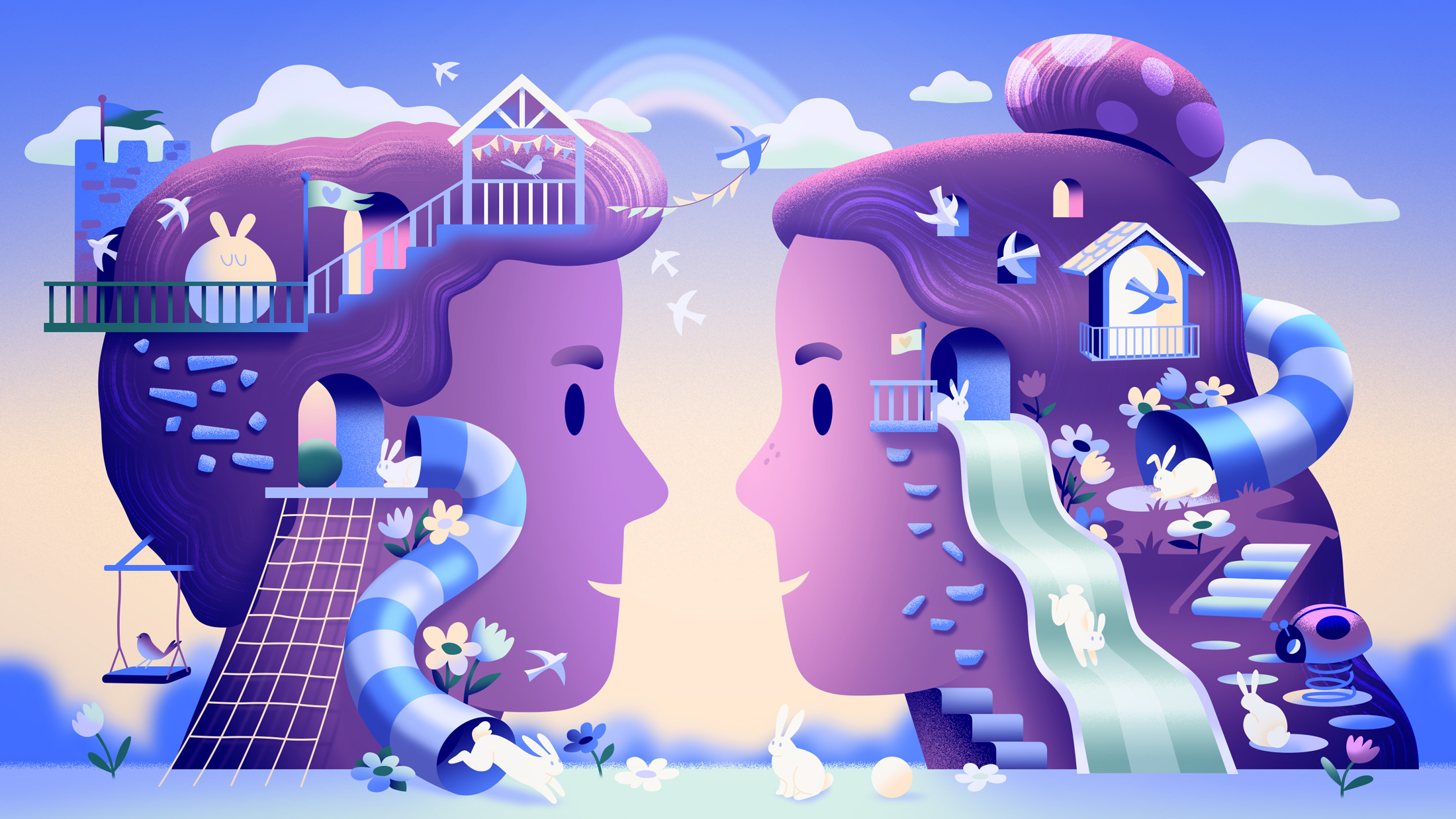 Editorial illustration for Keepler article 'Just press play: the joy of play in relationships'