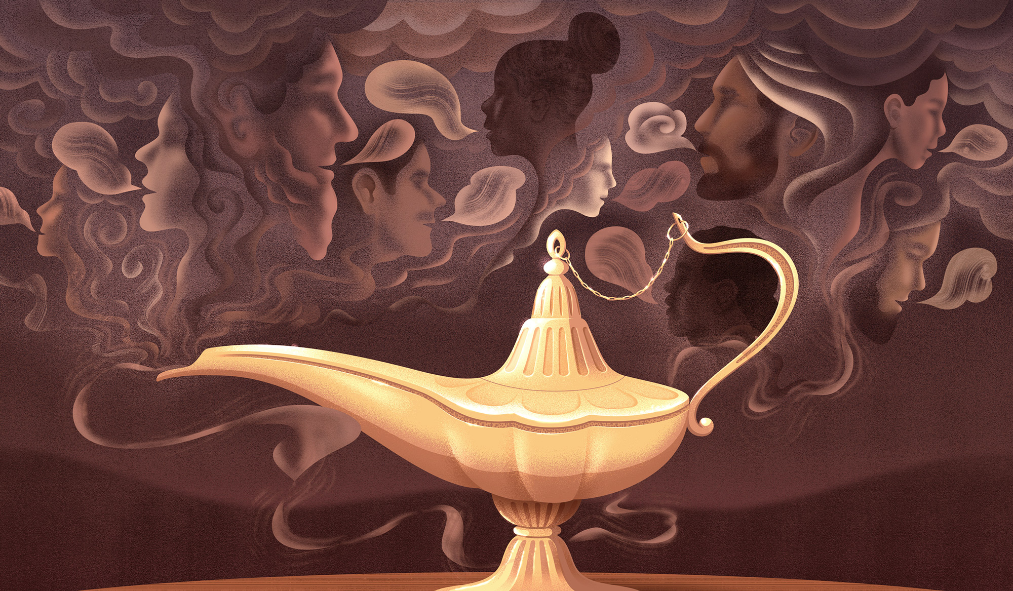 Illustration for Longreads, 'Let Me Show You The World', on the history of Aladdin